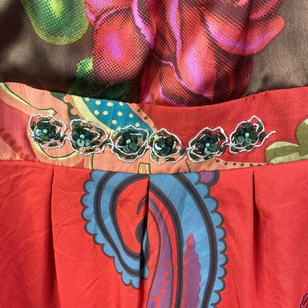 Desigual Galactic Tour Dress Satin Beaded Embroidered Size 38 US Small 6 - Picture 3 of 5